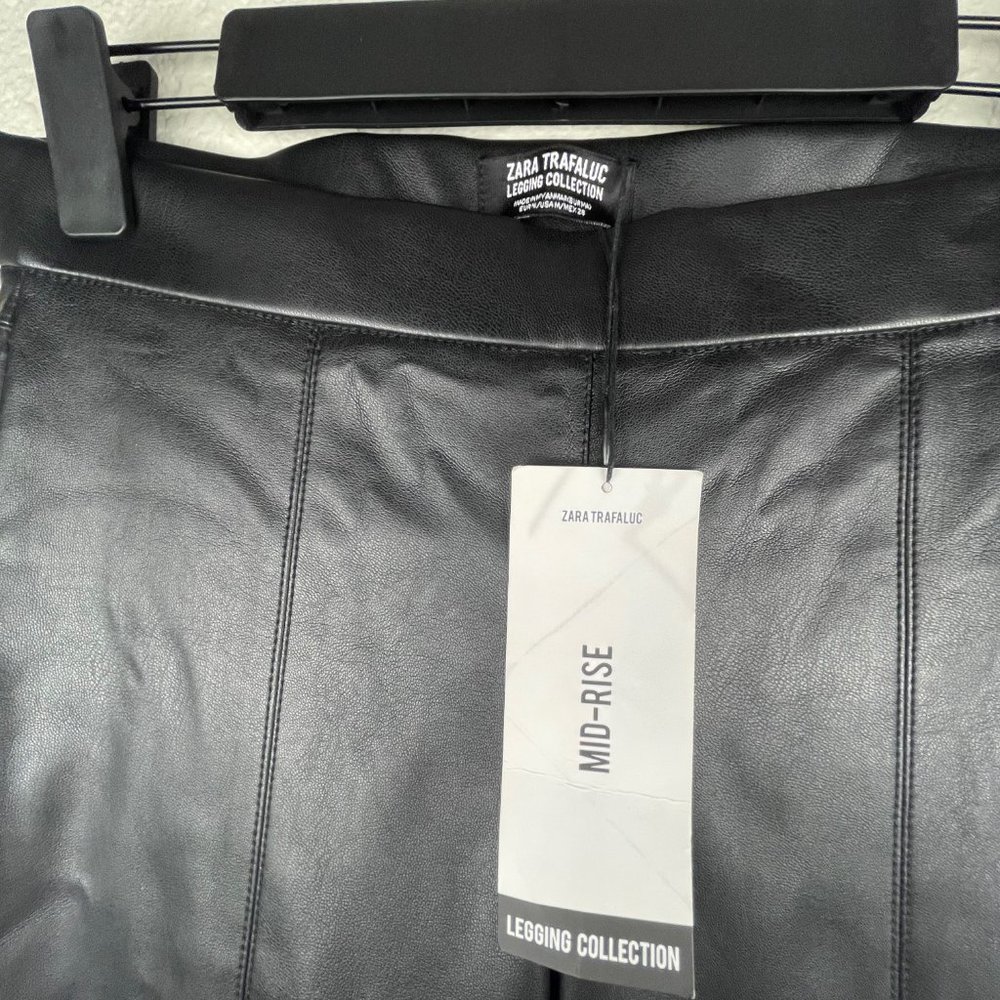 Zara Faux Leather Trafaluc Legging Collection Mid-Rise Leggings NWT